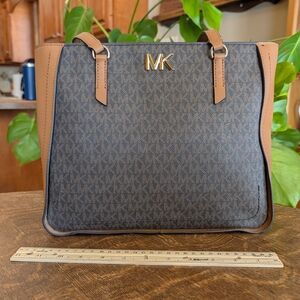 Michael Kors Tan and Gold Tote Bag